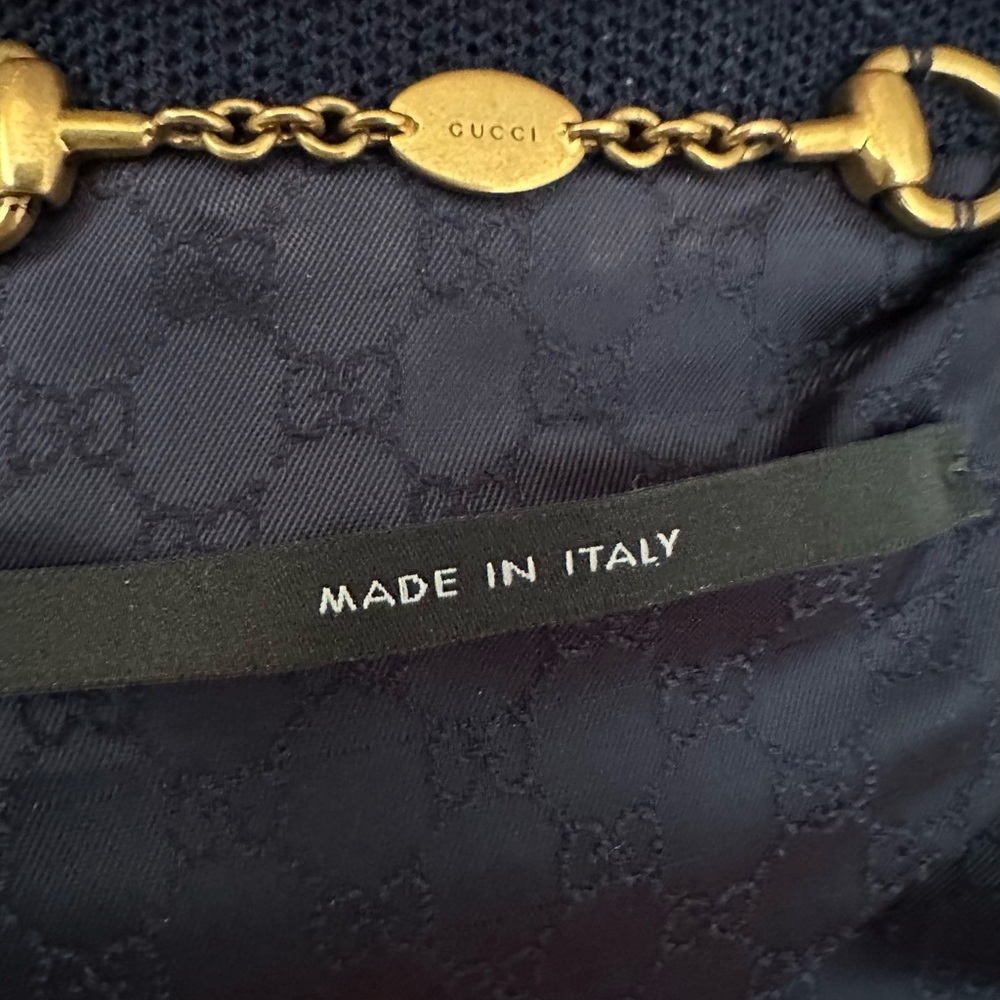 Gucci Navy Double-Breasted Blazer | Gold Logo Buttons | IT 38 - Picture 12 of 14